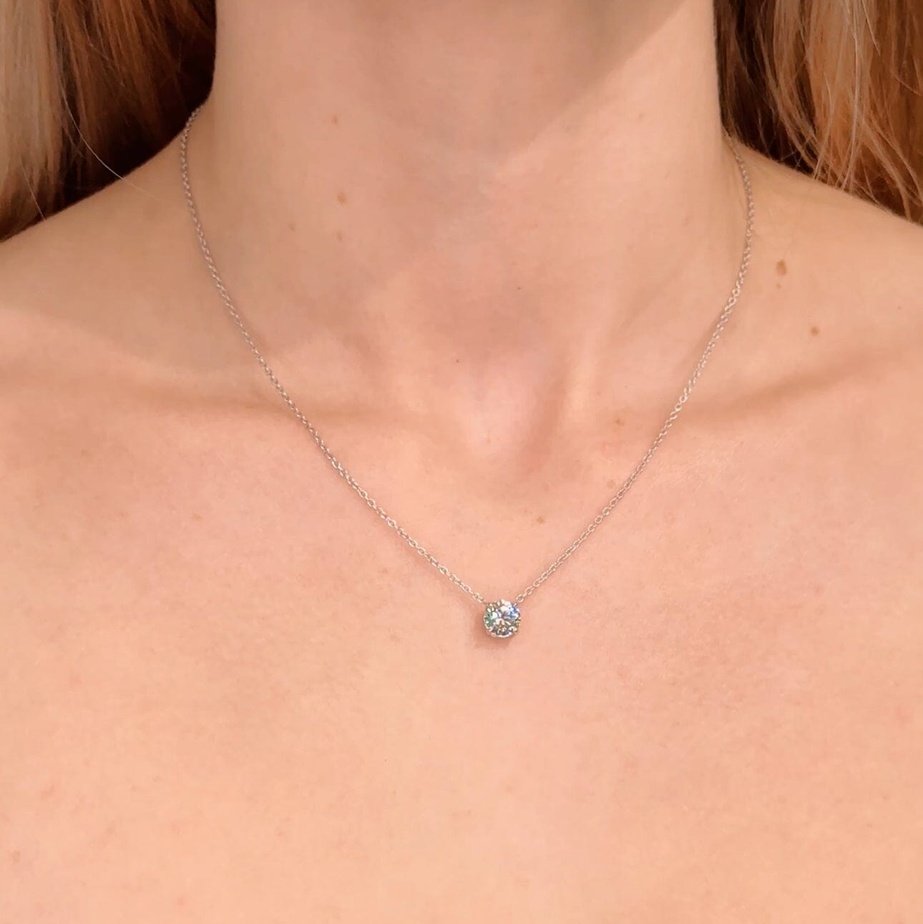 Classic 1ct Round Diamond Pendant Necklaces Princess Bride Diamonds 