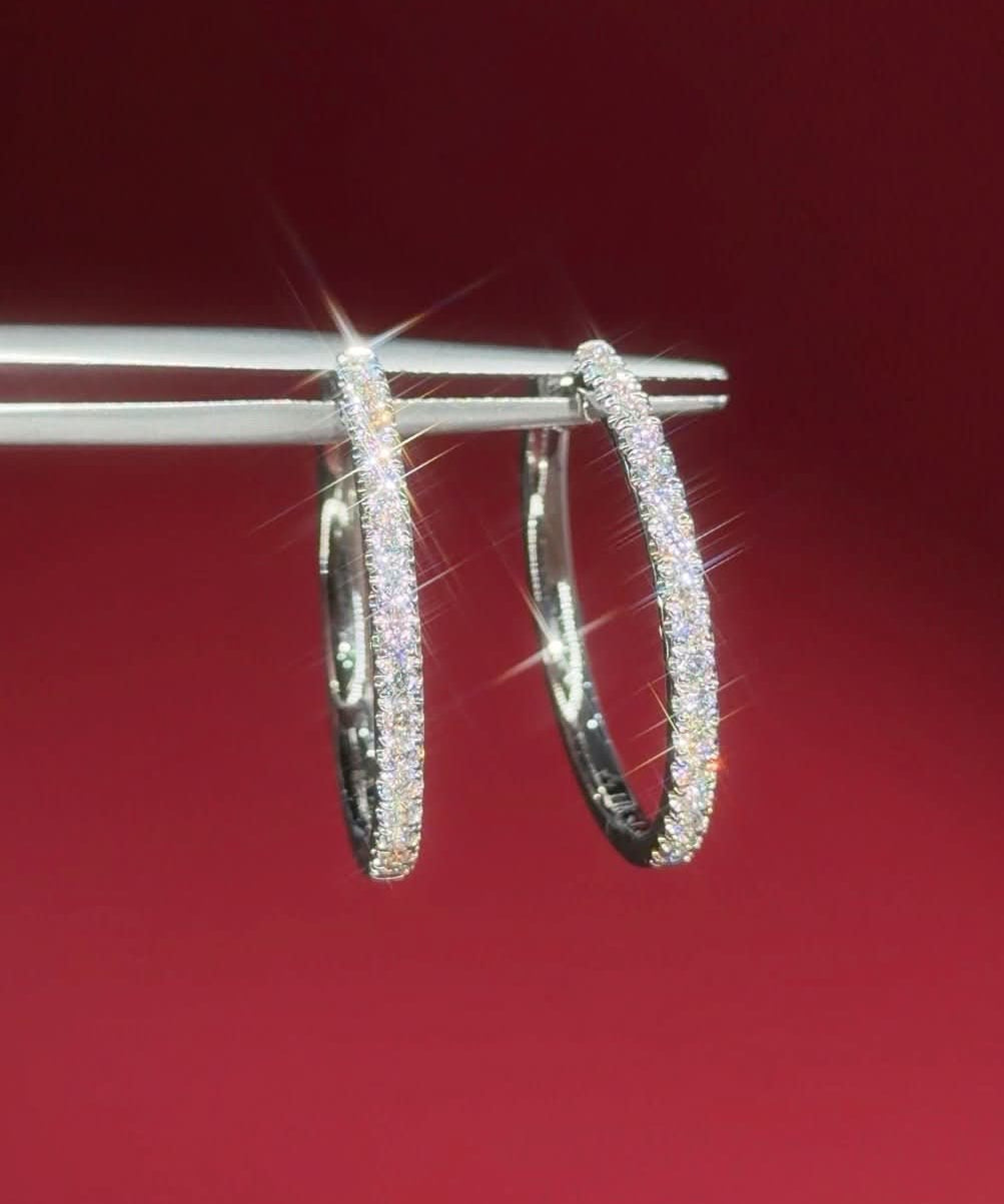 Classic 25mm Pavé Hoops White Gold - PBD Earrings