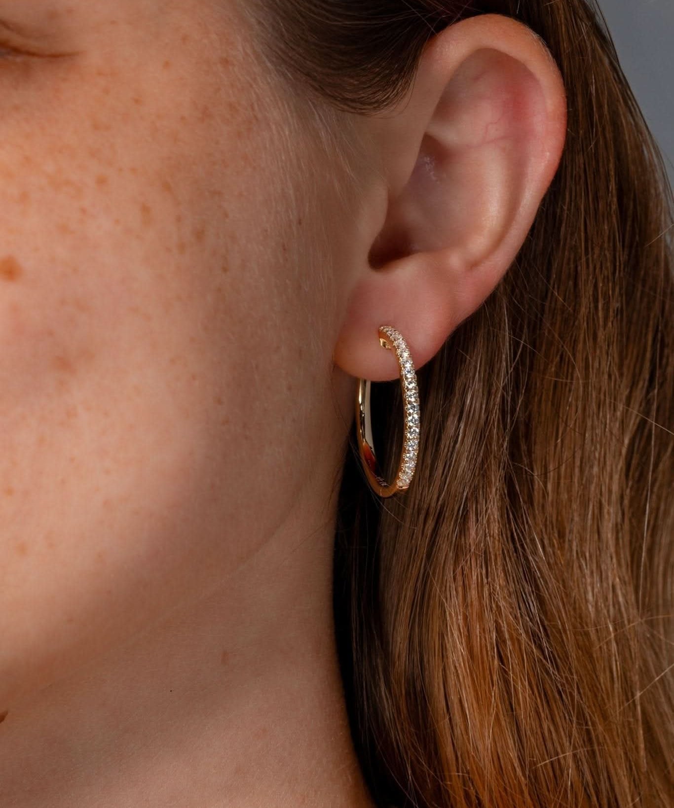 Classic 25mm Pavé Hoops Yellow Gold - PBD Earrings