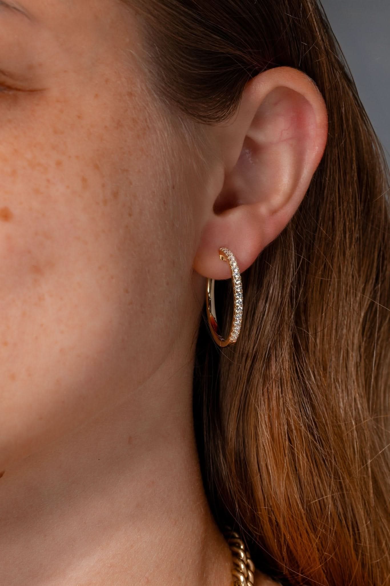 Classic 25mm Pavé Hoops Yellow Gold - PBD Earrings