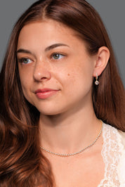 Compass Set Round Diamond Drop Hoops Yellow Gold - PBD Earrings