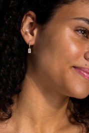 Core Emerald Drop Hoop Earrings Princess Bride Diamonds 