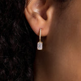 Core Emerald Drop Hoop Earrings Princess Bride Diamonds 