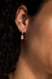 Core Emerald Drop Hoop Earrings Princess Bride Diamonds 