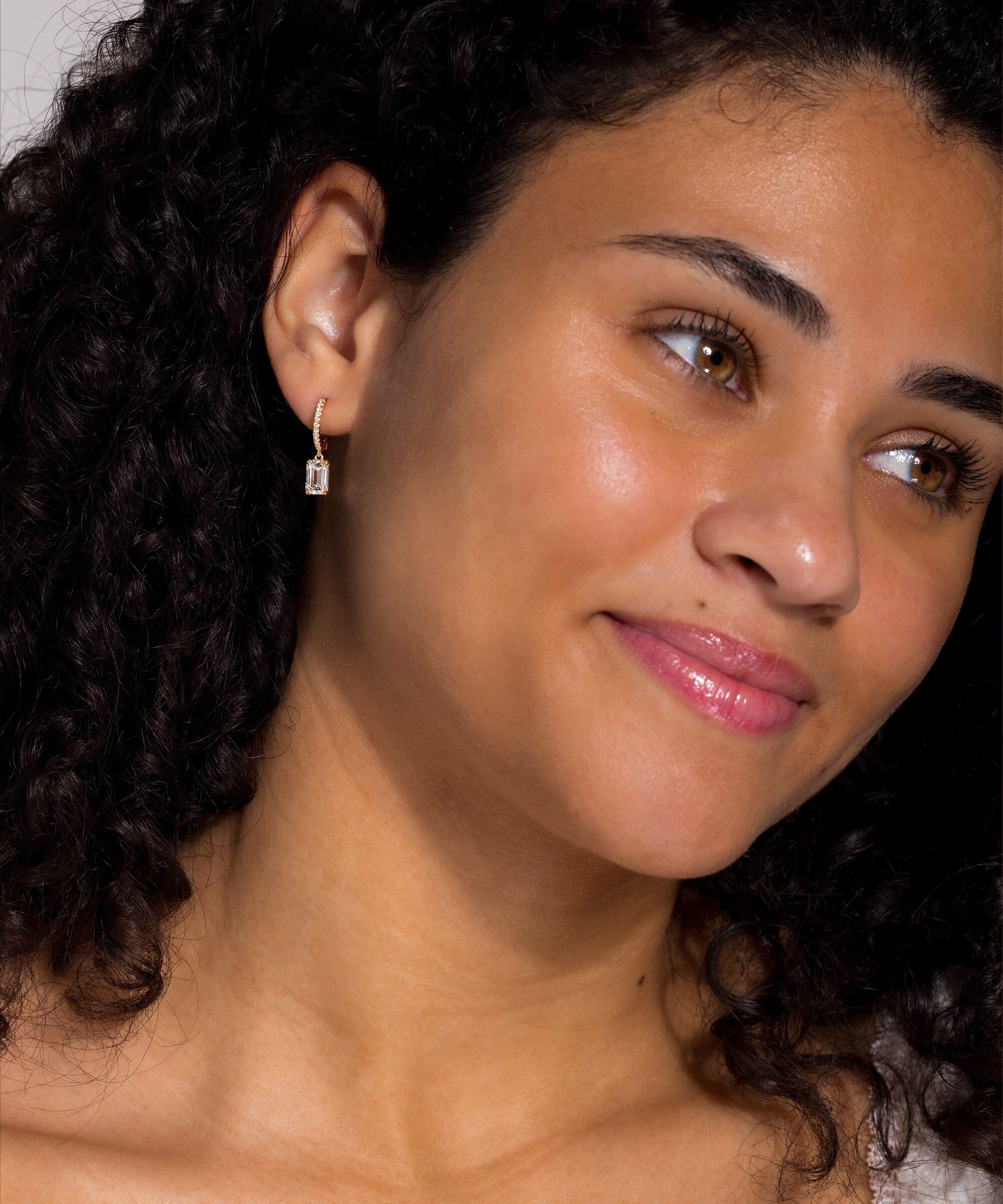 Core Emerald Drop Hoop Earrings Princess Bride Diamonds 