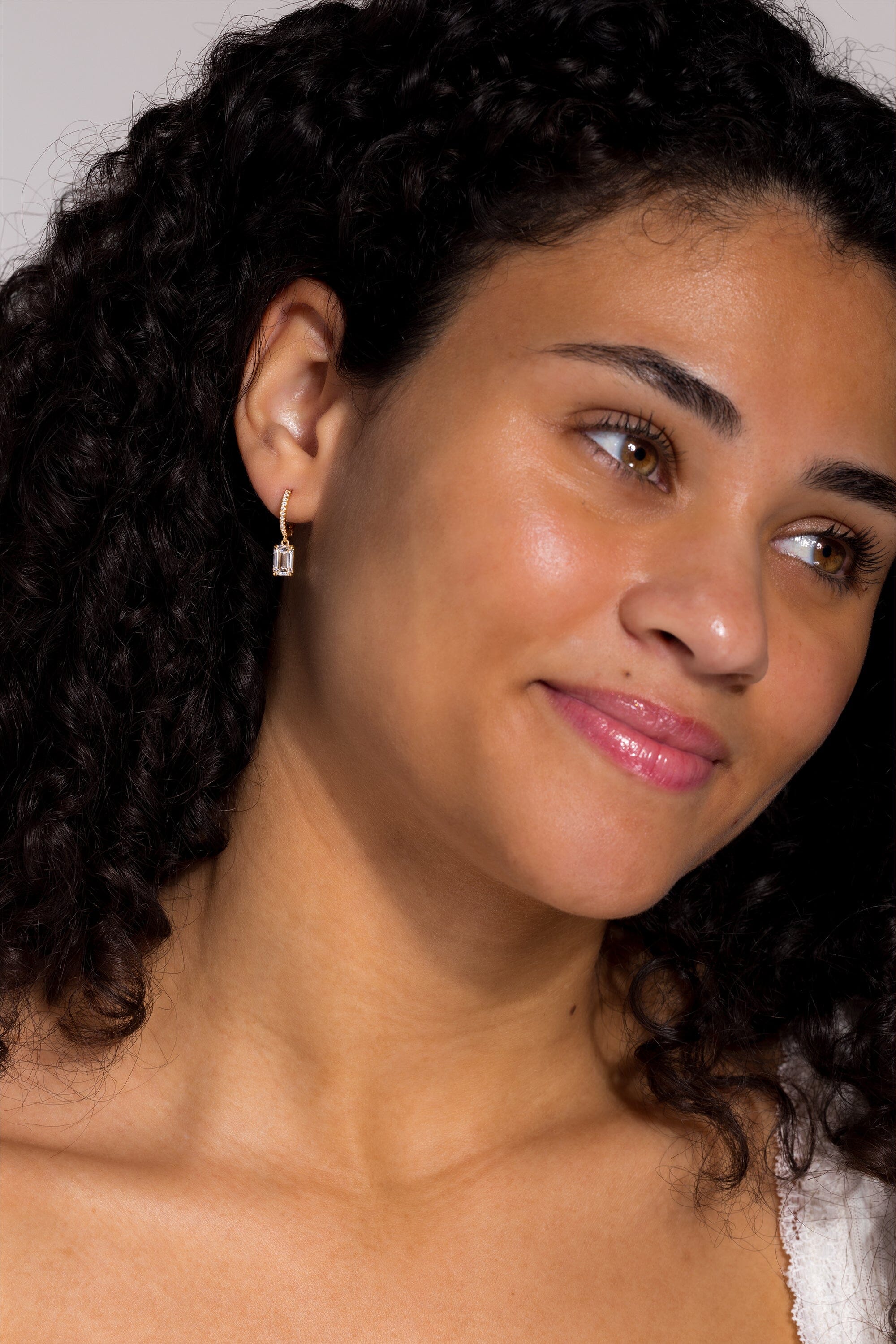 Core Emerald Drop Hoop Earrings Princess Bride Diamonds 