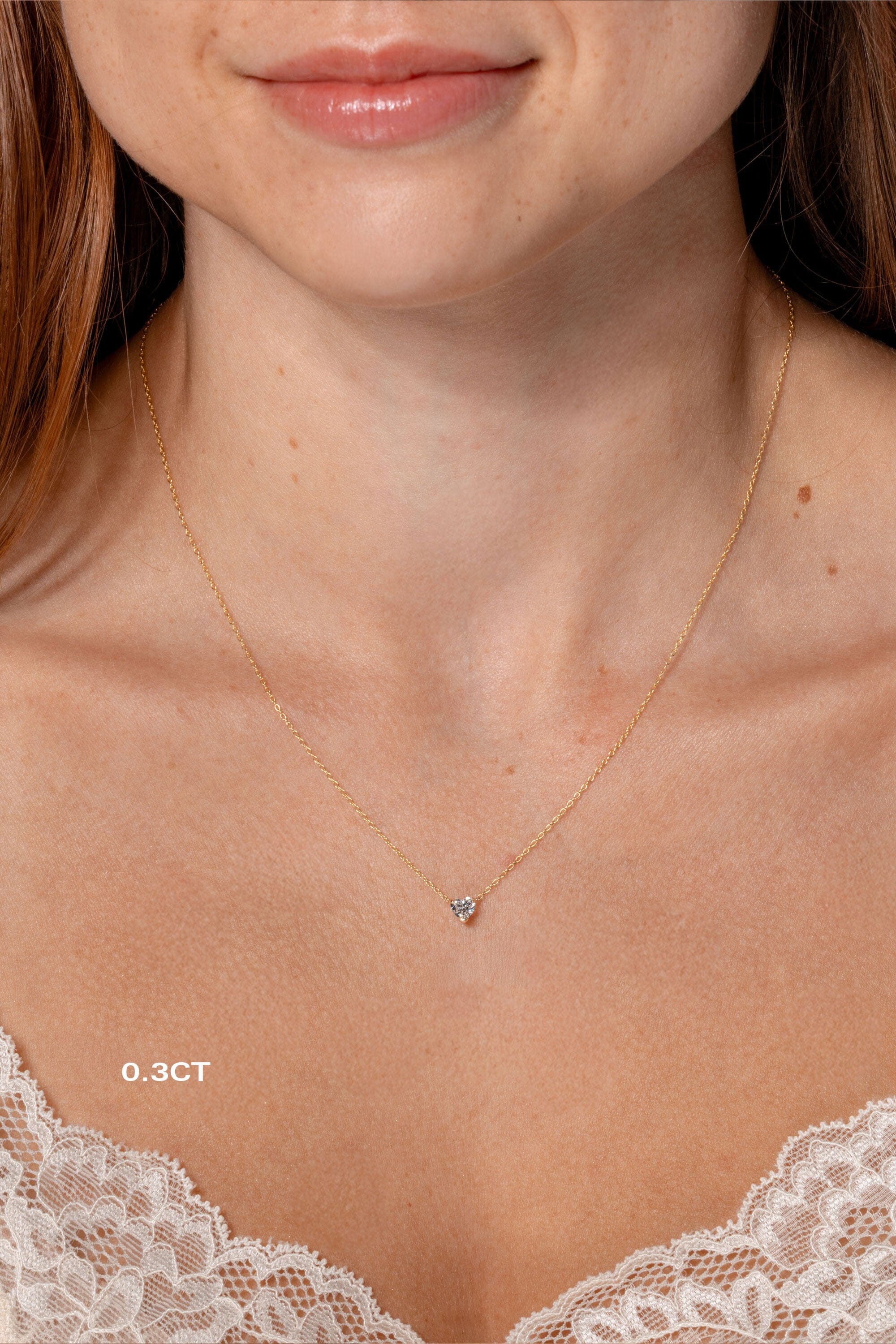 Core Heart Solitaire Diamond Necklace Necklaces Princess Bride Diamonds 0.3ct 14K Yellow Gold 