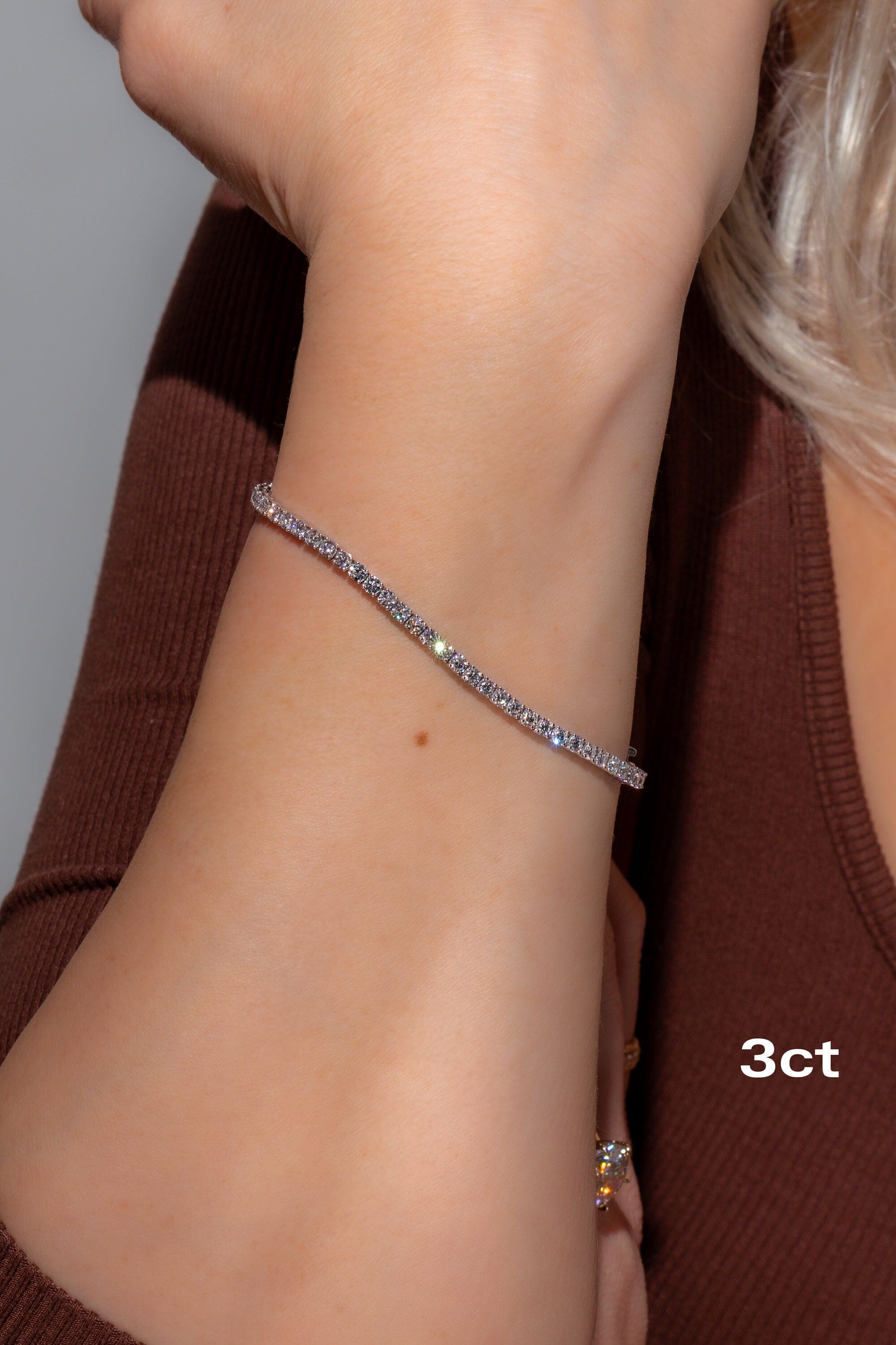 Core Lab Diamond Tennis Bracelet Bracelets Princess Bride Diamonds 3ct 14K White Gold 