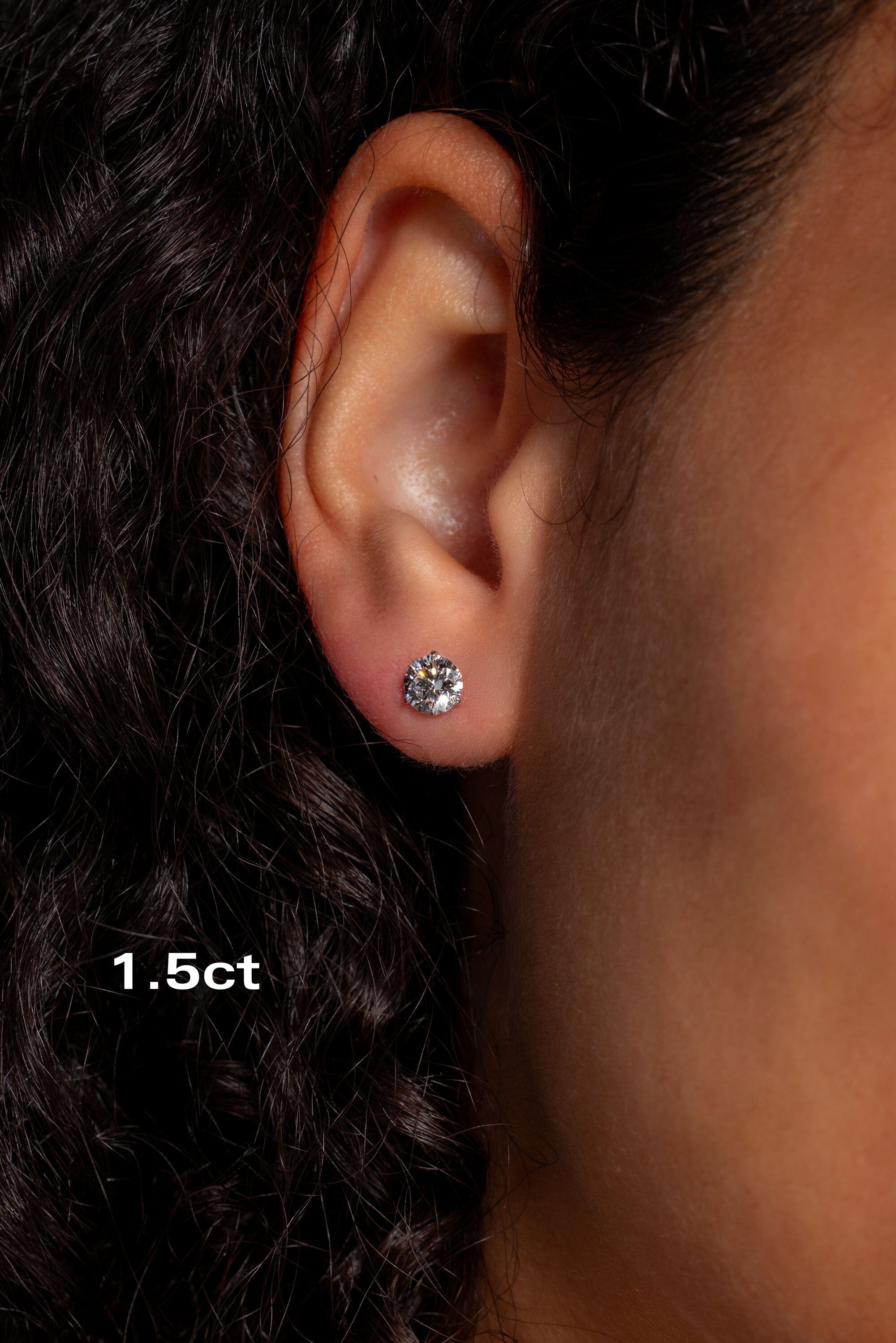 Core Martini Studs Earrings Princess Bride Diamonds 1.5ct 14K White Gold Push-Back