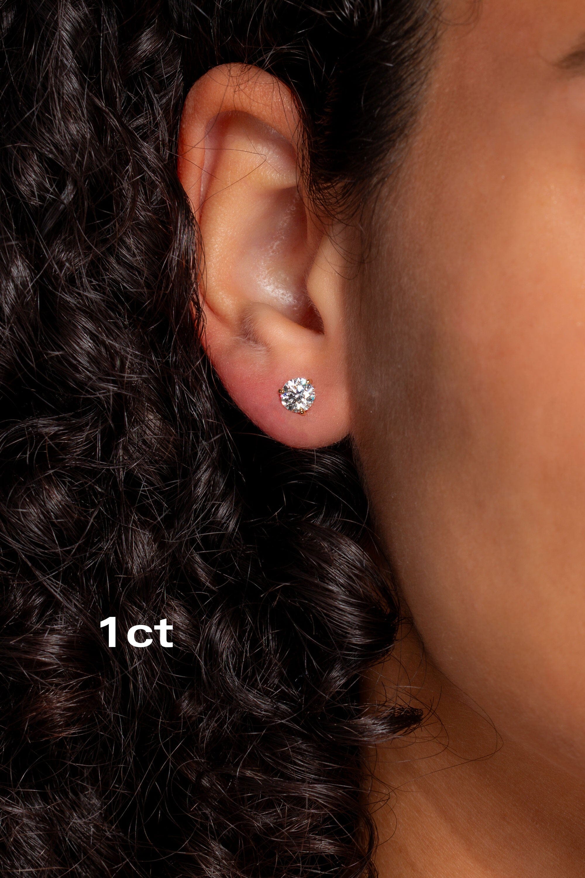 Core Martini Studs Earrings Princess Bride Diamonds 1ct 14K Yellow Gold Push-Back