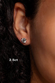 Core Martini Studs Earrings Princess Bride Diamonds 2.5ct 14K Yellow Gold Push-Back