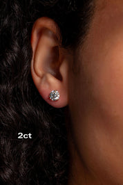 Core Martini Studs Earrings Princess Bride Diamonds 2ct 14K Yellow Gold Push-Back