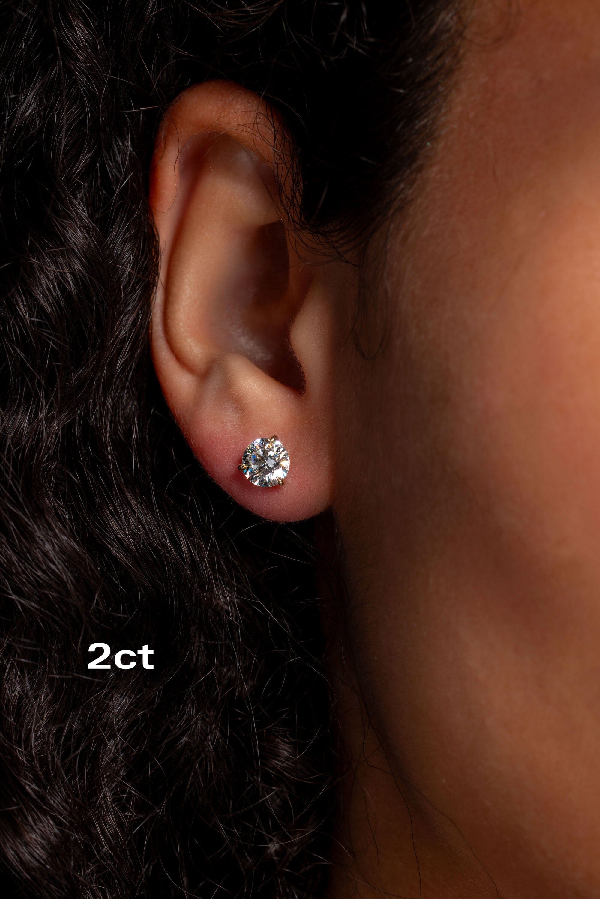 Core Martini Studs Earrings Princess Bride Diamonds 2ct 14K Yellow Gold Push-Back
