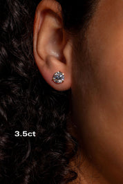 Core Martini Studs Earrings Princess Bride Diamonds 3.5ct 14K Yellow Gold Push-Back