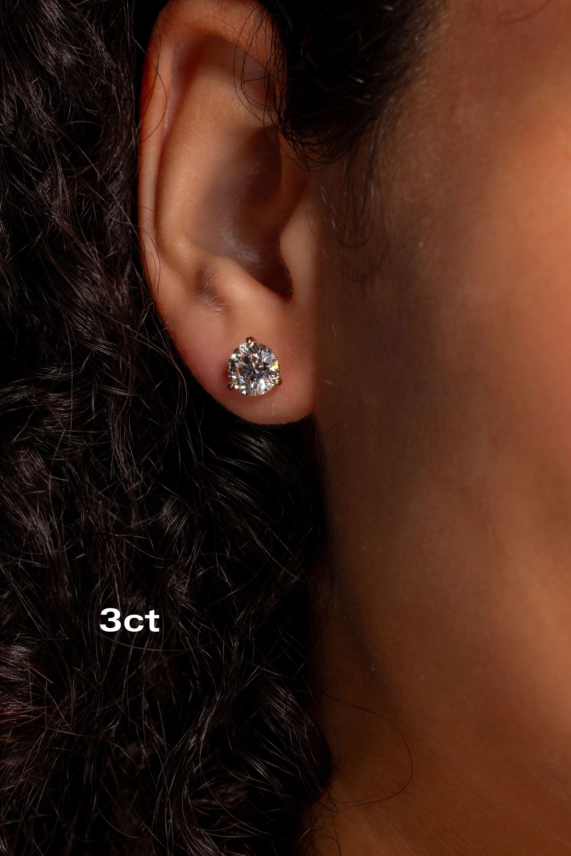 Core Martini Studs Earrings Princess Bride Diamonds 3ct 14K Yellow Gold Push-Back