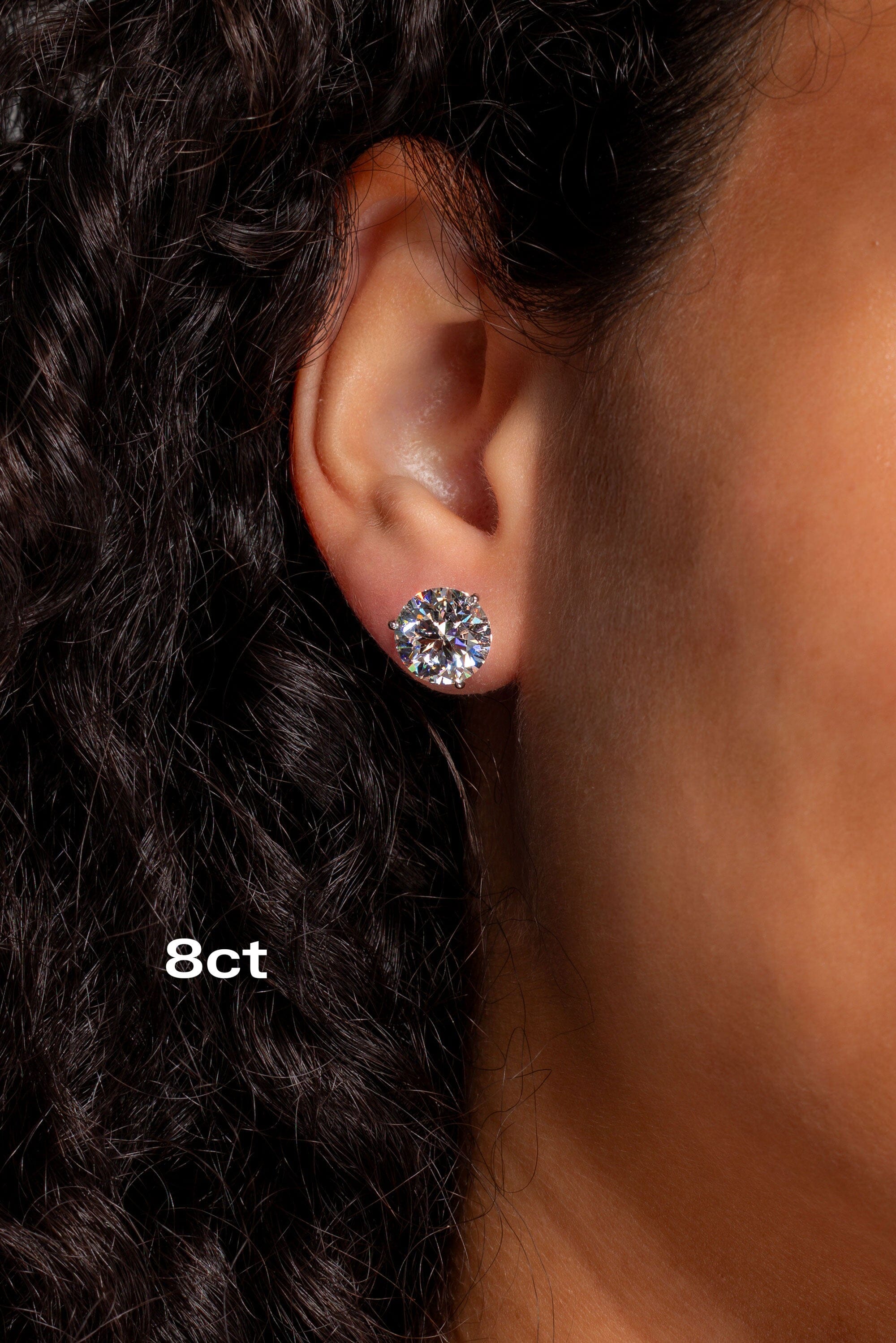 Core Martini Studs Earrings Princess Bride Diamonds 8ct 14K White Gold Push-Back