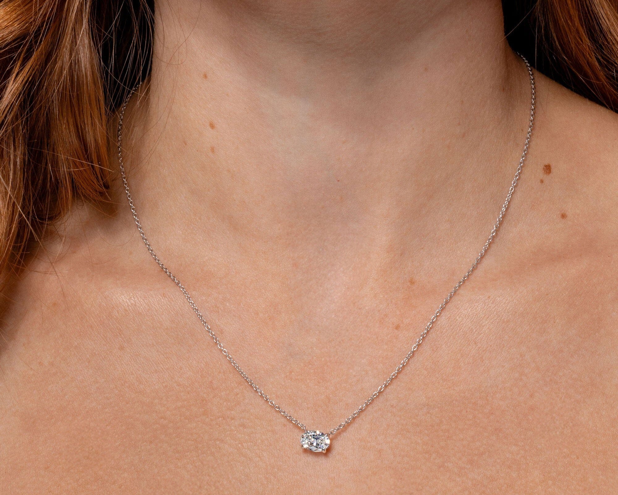Core Oval Solitaire Diamond Necklace Necklaces Princess Bride Diamonds 1ct 14K White Gold 