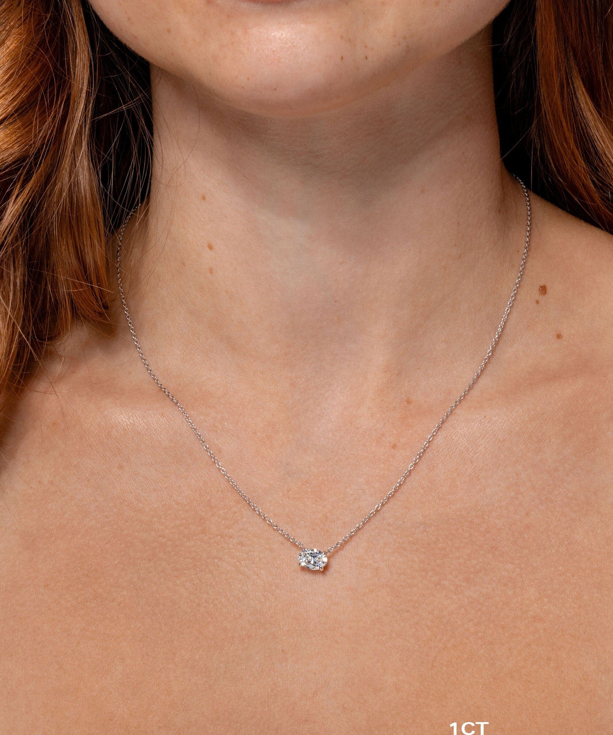 Core Oval Solitaire Diamond Necklace Necklaces Princess Bride Diamonds 1ct 14K White Gold 