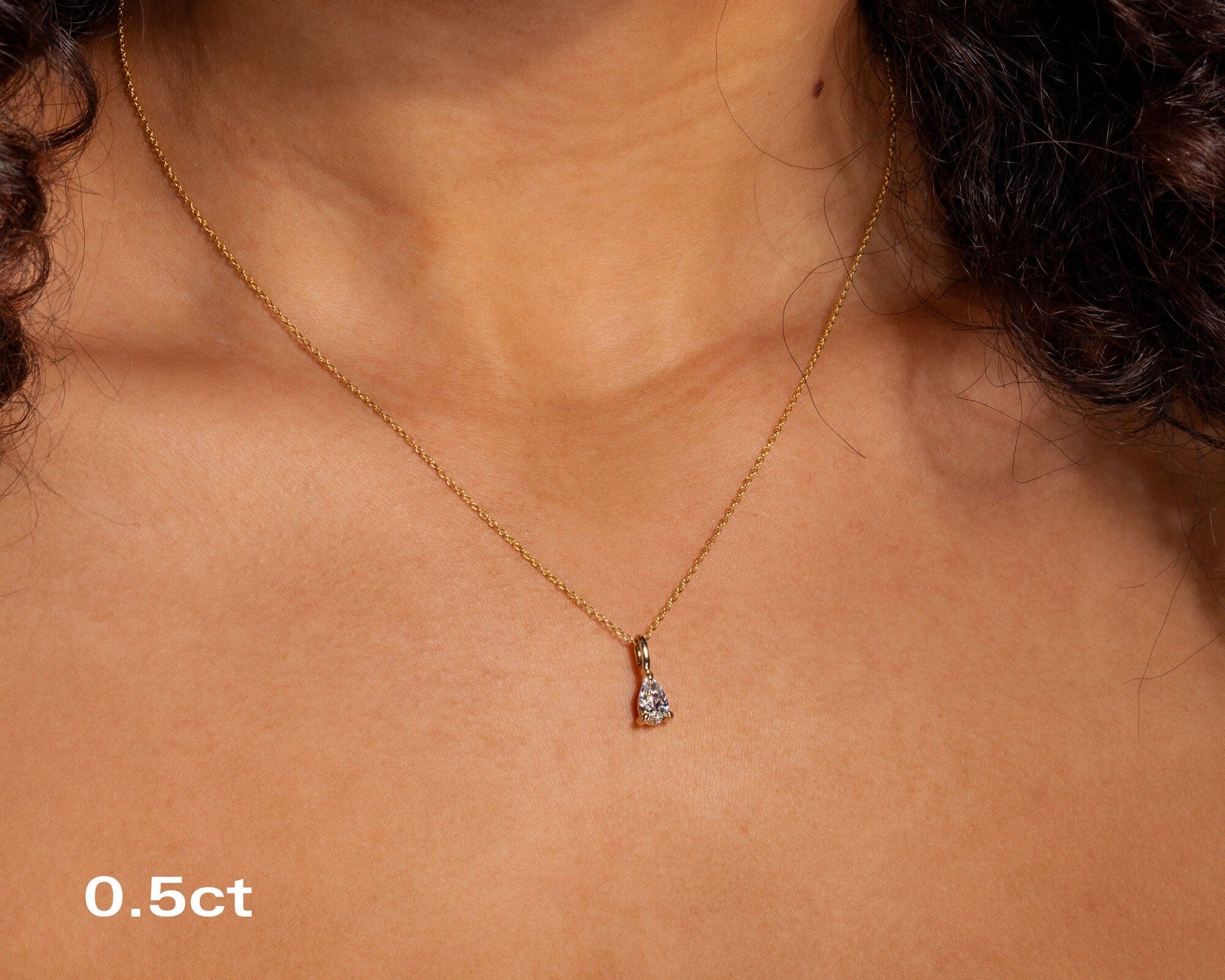 Core Pear Solitaire Diamond Necklace Necklaces Princess Bride Diamonds 0.5ct 14K Yellow Gold 