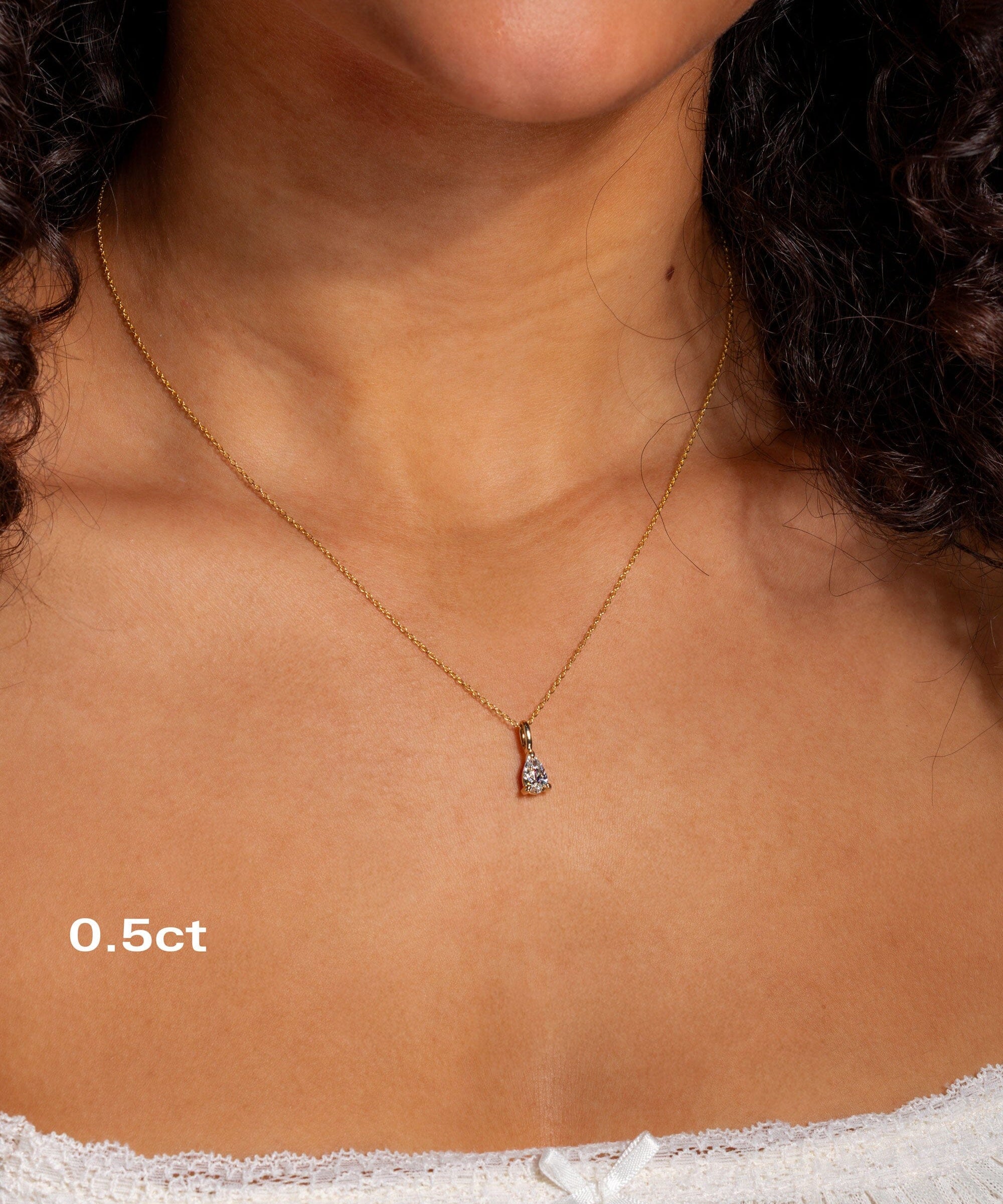 Core Pear Solitaire Diamond Necklace Necklaces Princess Bride Diamonds 0.5ct 14K Yellow Gold 