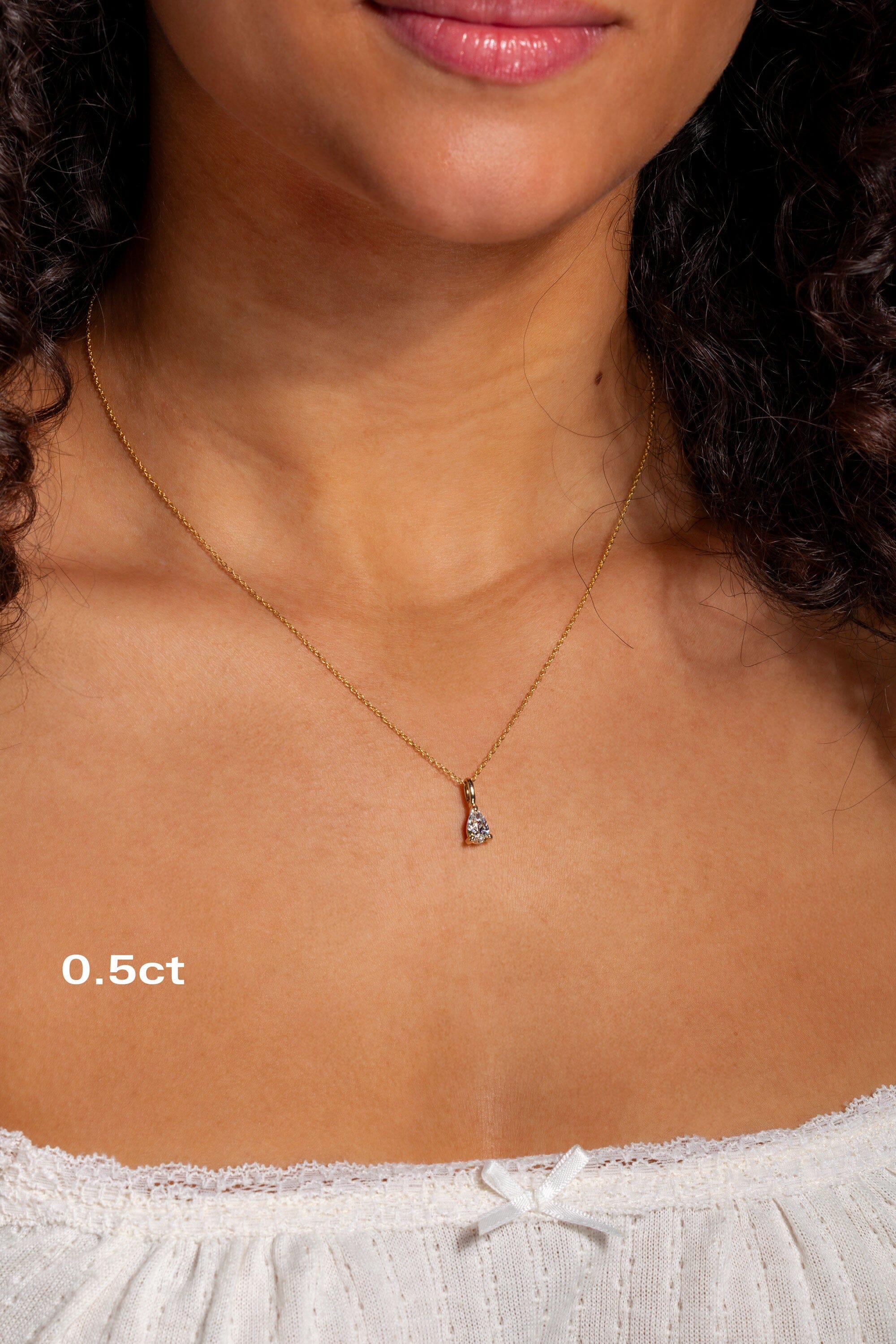 Core Pear Solitaire Diamond Necklace Necklaces Princess Bride Diamonds 0.5ct 14K Yellow Gold 