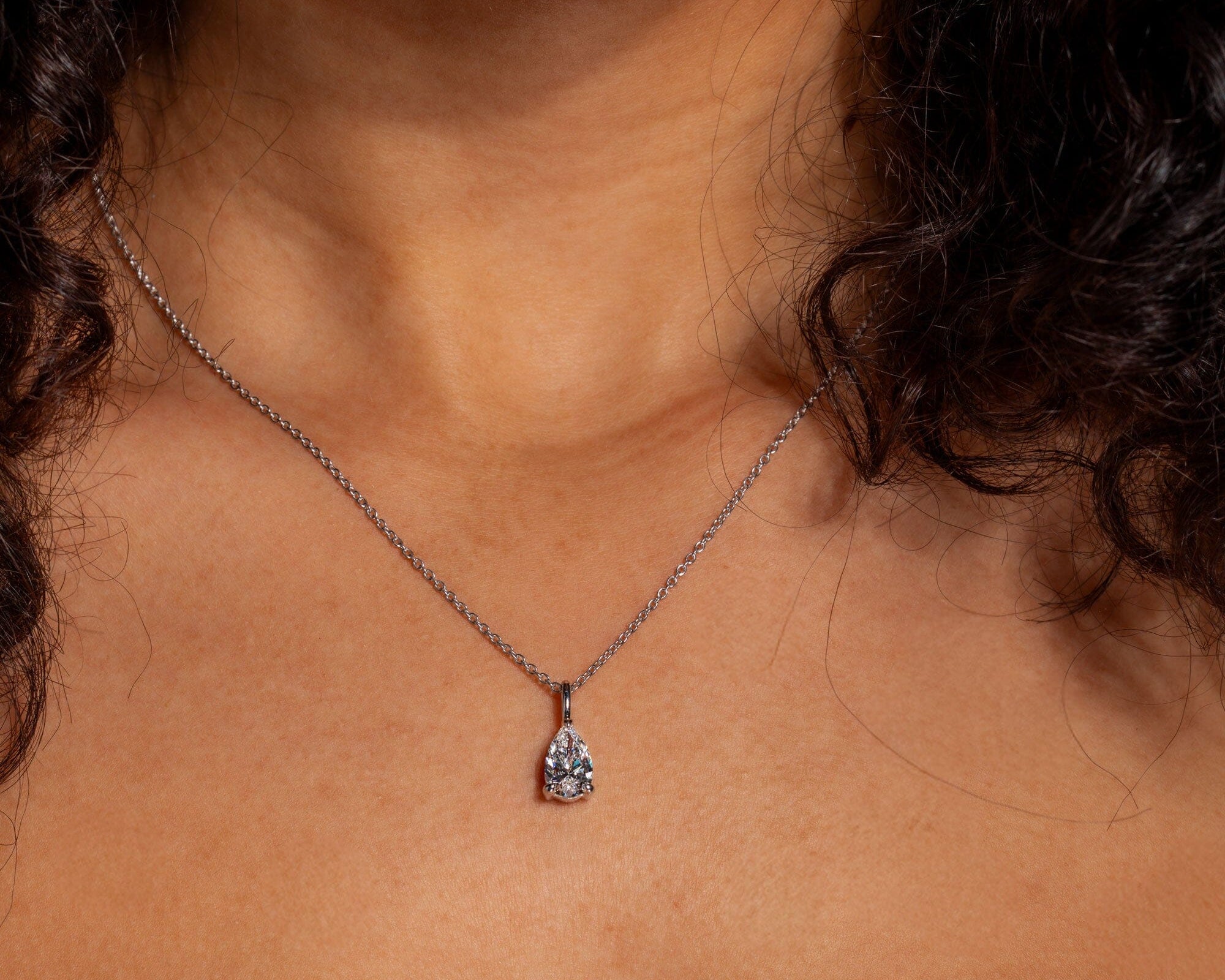 Core Pear Solitaire Diamond Necklace Necklaces Princess Bride Diamonds 1.5ct 14K White Gold 