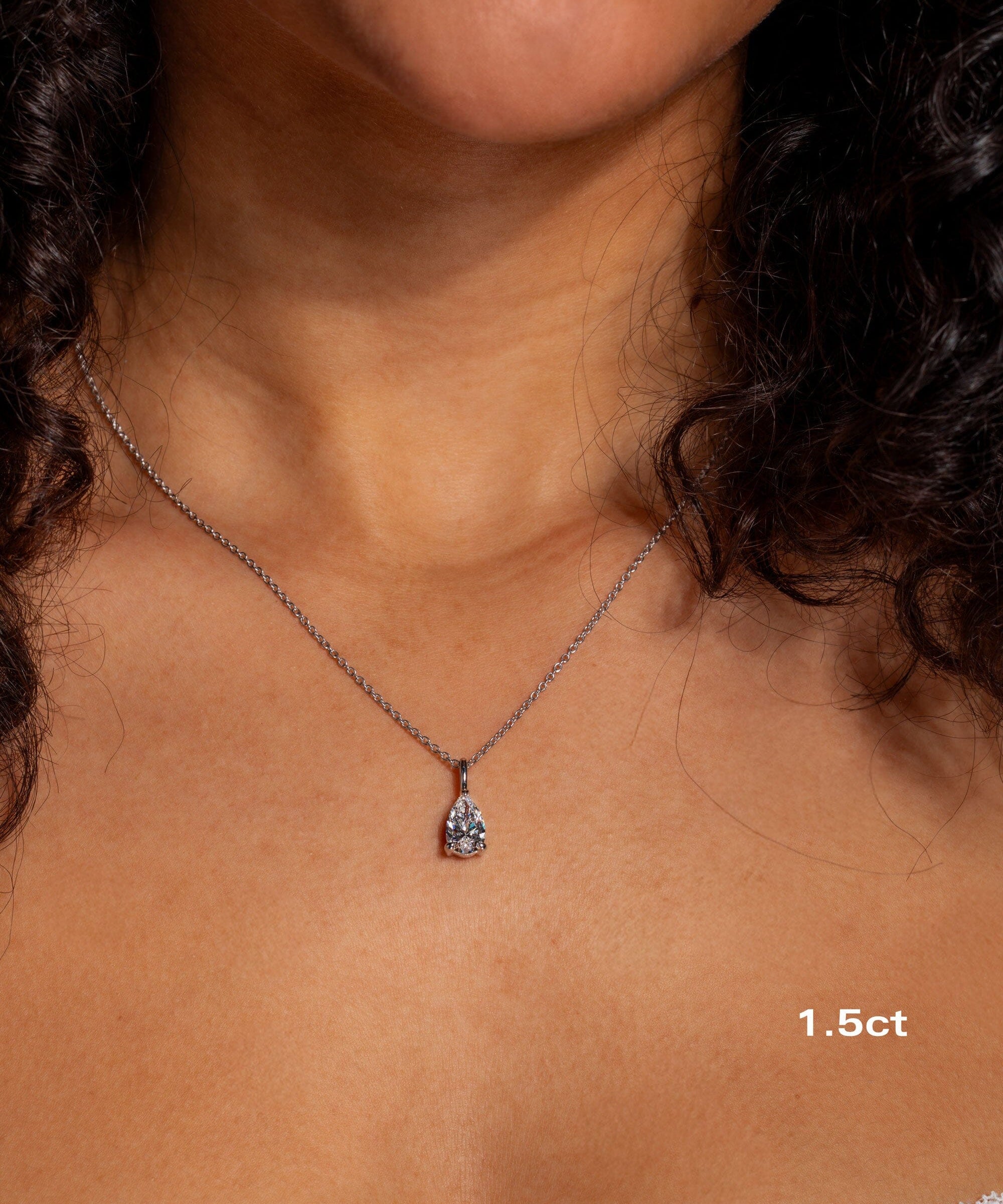 Core Pear Solitaire Diamond Necklace Necklaces Princess Bride Diamonds 1.5ct 14K White Gold 