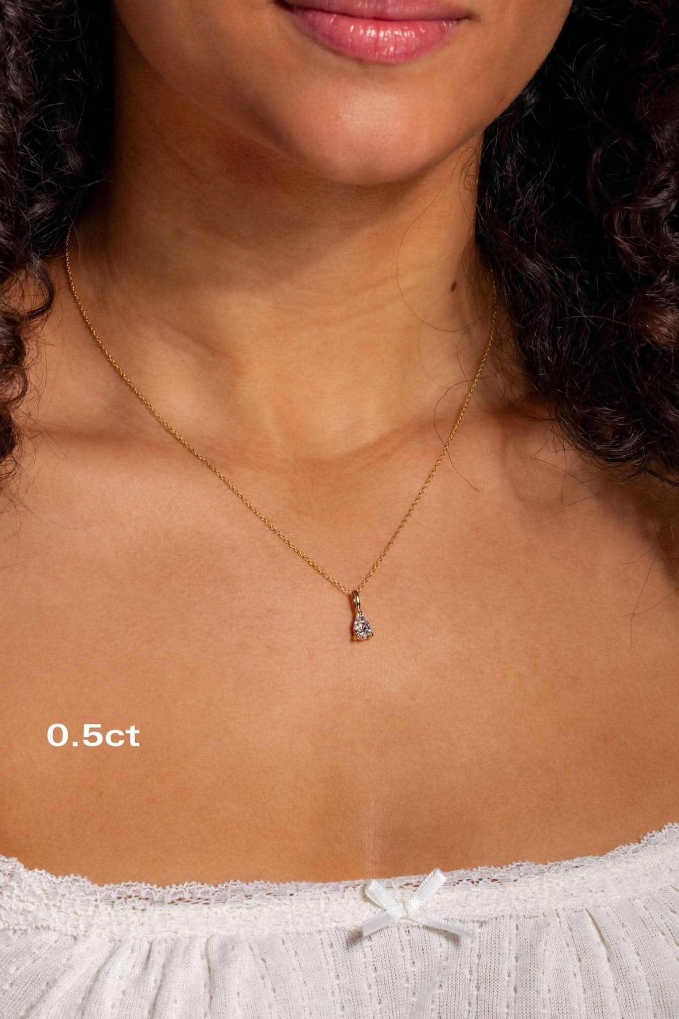 Core Pear Solitaire Diamond Necklace - PBD Necklaces