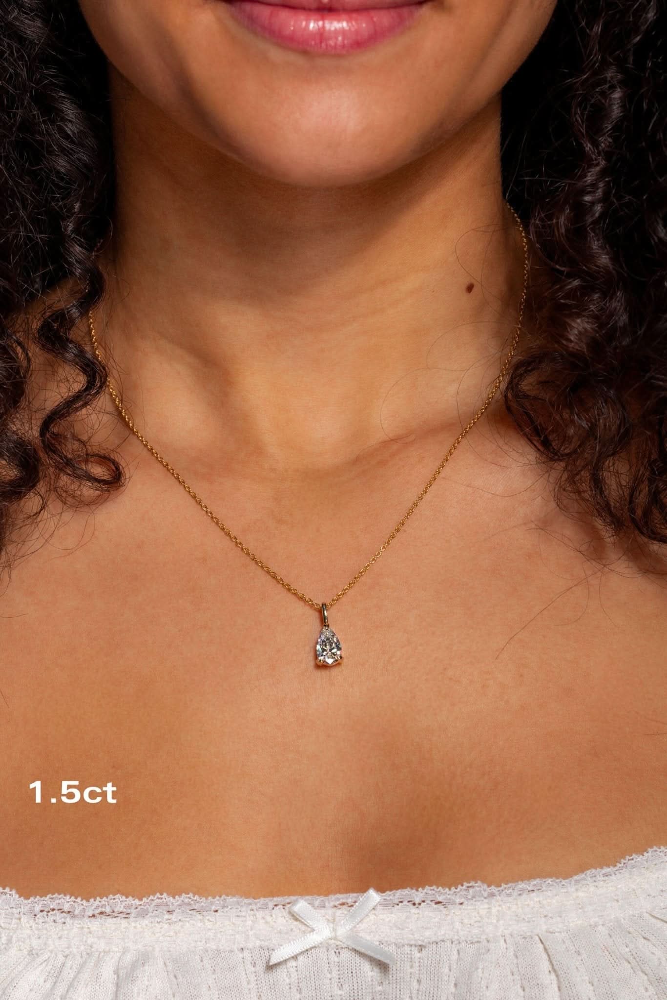 Core Pear Solitaire Diamond Necklace - PBD Necklaces