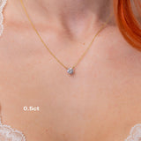 Core Round Lab Diamond Pendant Necklaces Princess Bride Diamonds 0.5ct 14K Yellow Gold 