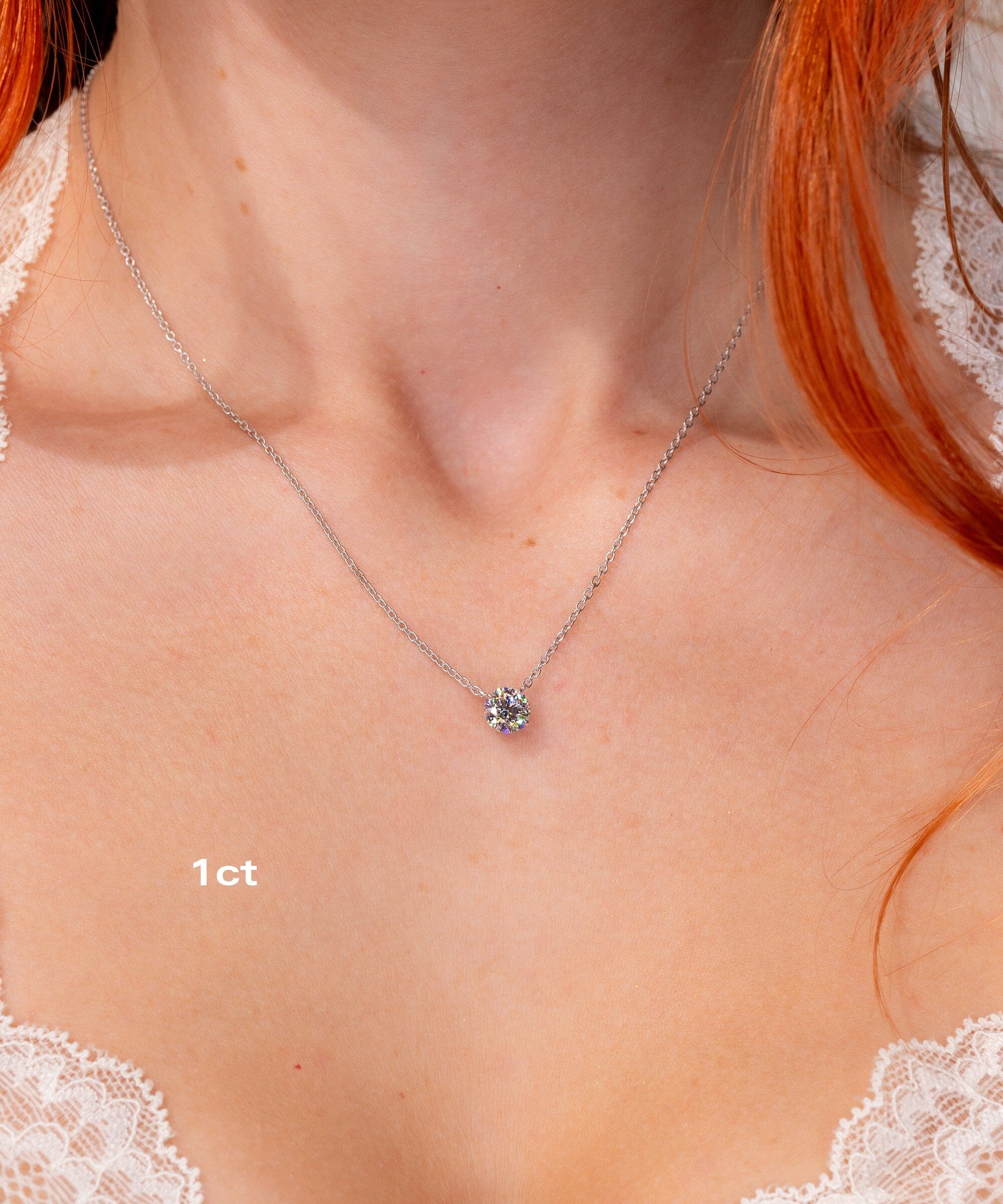 Core Round Lab Diamond Pendant Necklaces Princess Bride Diamonds 1ct 14K White Gold 