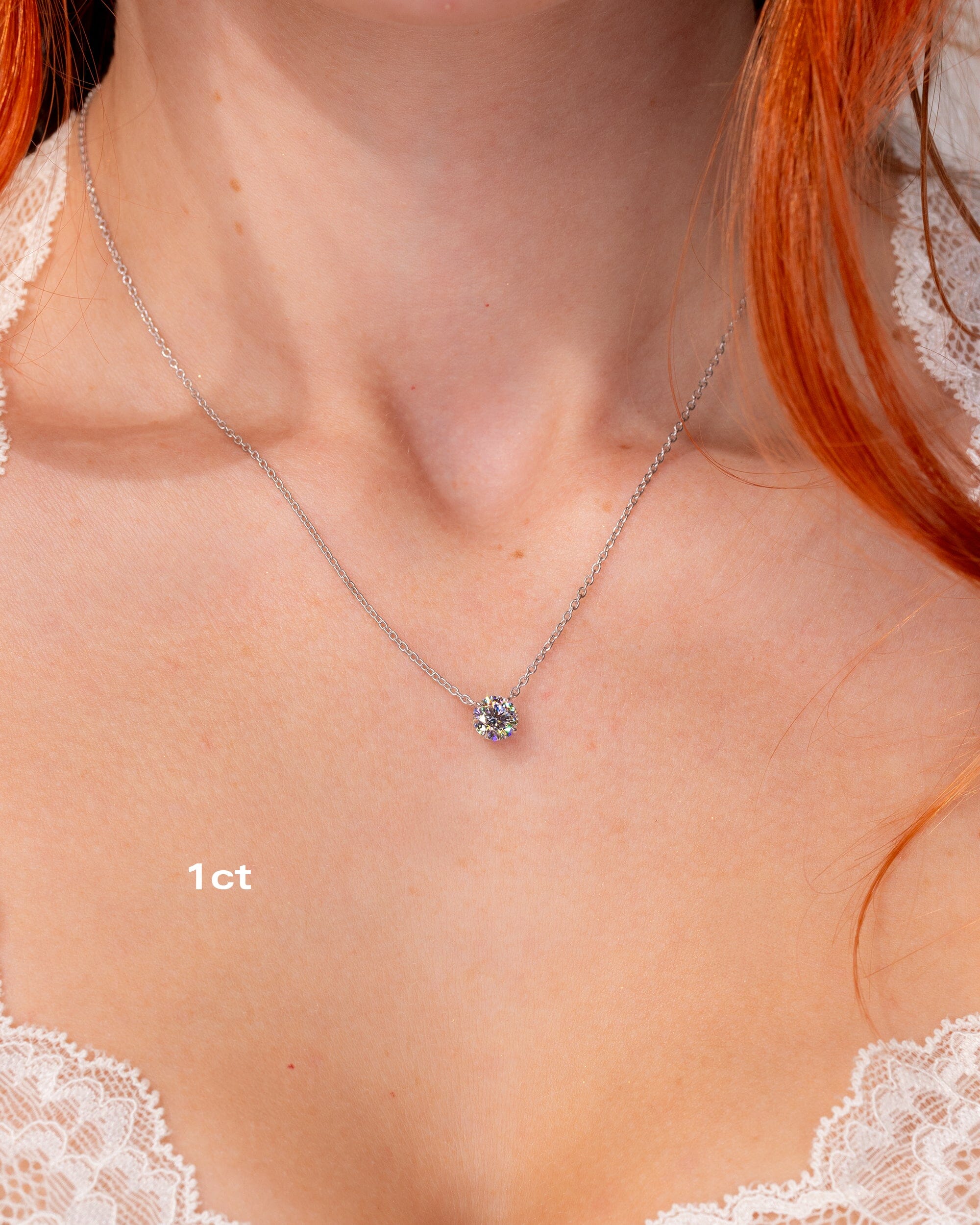Core Round Lab Diamond Pendant Necklaces Princess Bride Diamonds 1ct 14K White Gold 