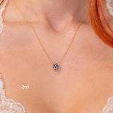 Core Round Lab Diamond Pendant Necklaces Princess Bride Diamonds 2ct 14K Yellow Gold 