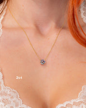 Core Round Lab Diamond Pendant Necklaces Princess Bride Diamonds 2ct 14K Yellow Gold 