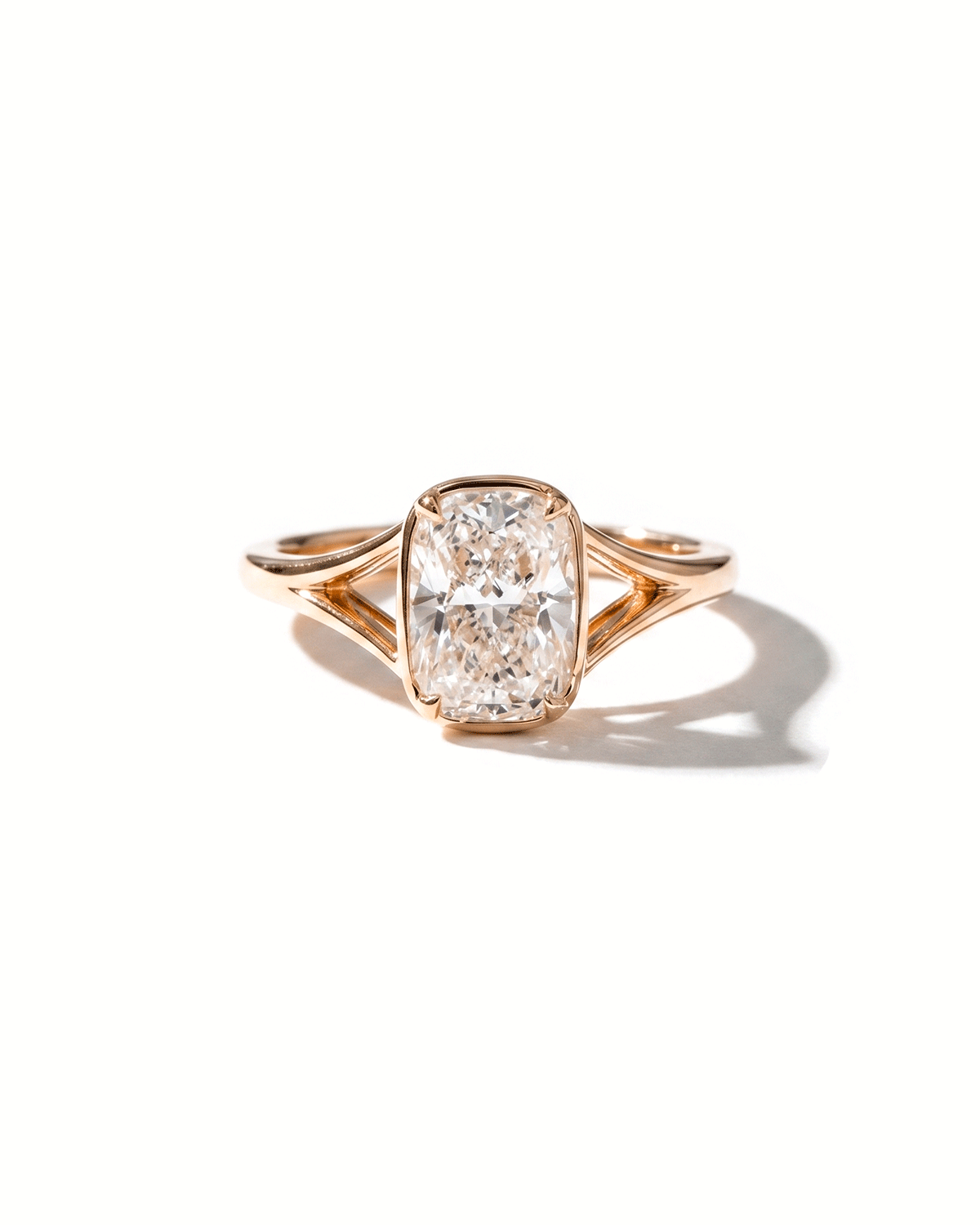 Split Shank Bezel Cushion Ring