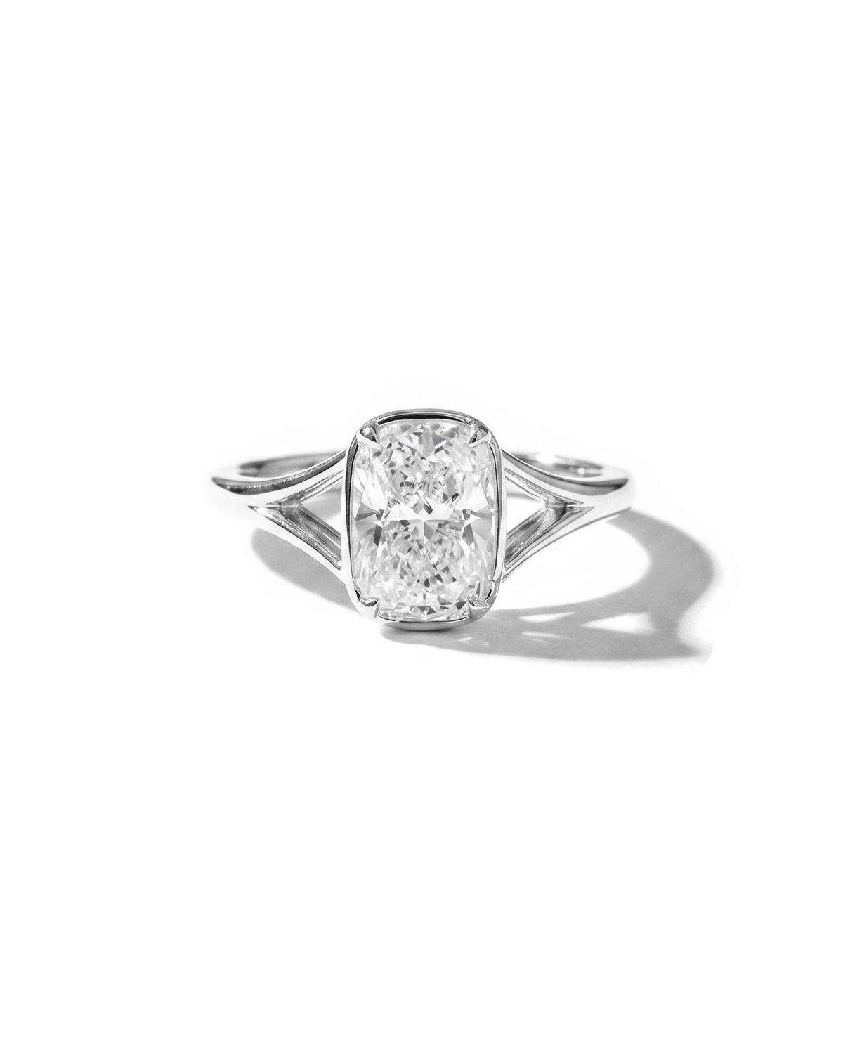 Split Shank Bezel Cushion Ring