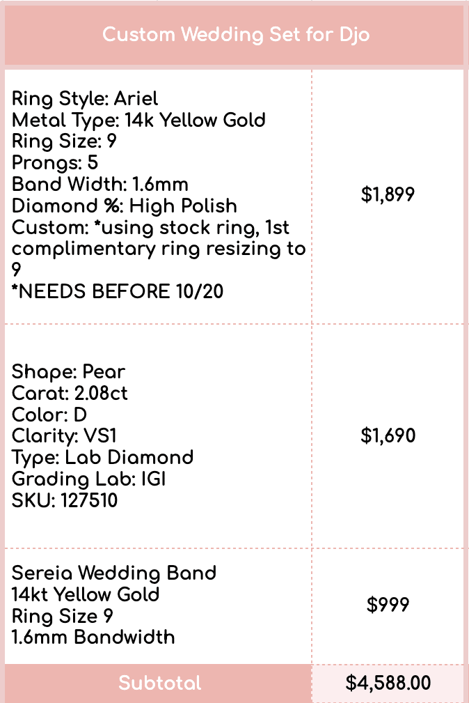 Custom Ring for Djo (9/30/26 RR) - PBD Half Payment Option