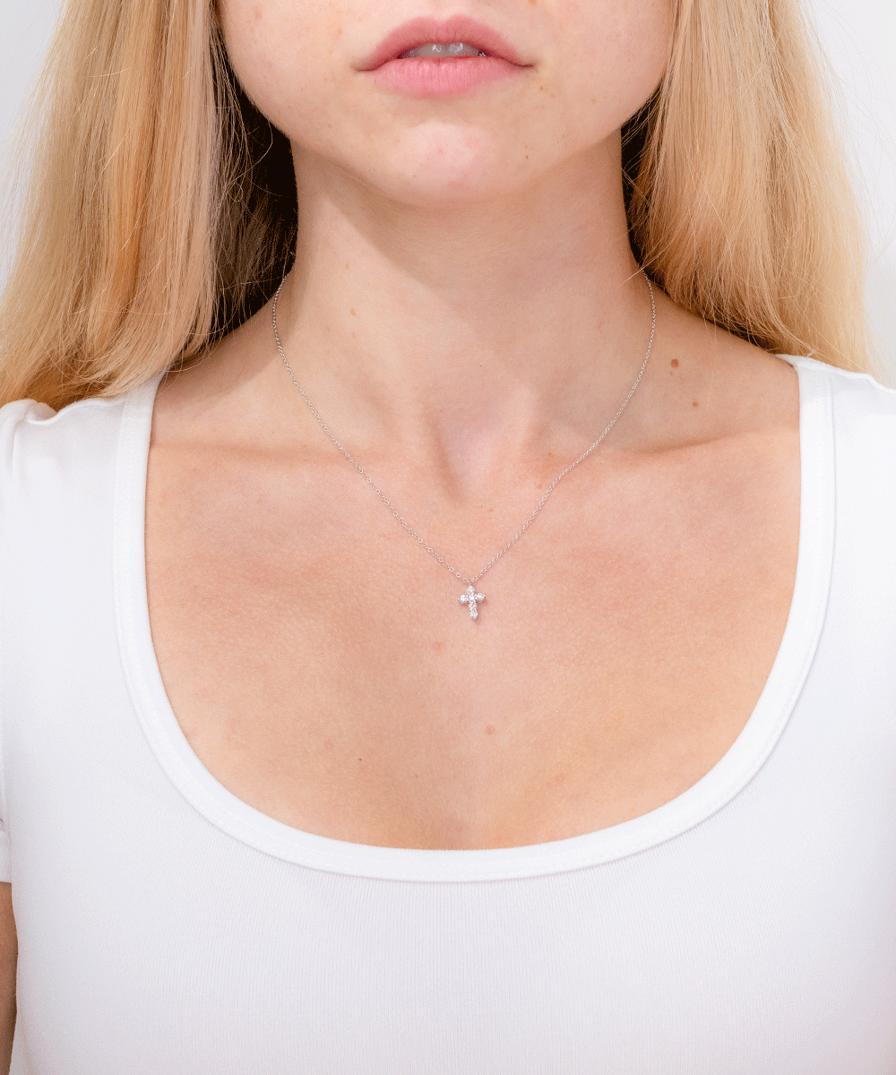 Dainty Diamond Cross 14k White Gold Necklaces Princess Bride Diamonds 