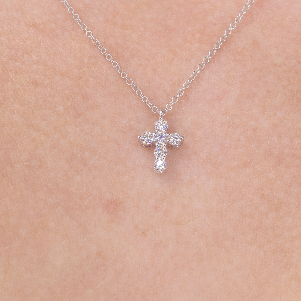 Dainty Diamond Cross 14k White Gold Necklaces Princess Bride Diamonds 