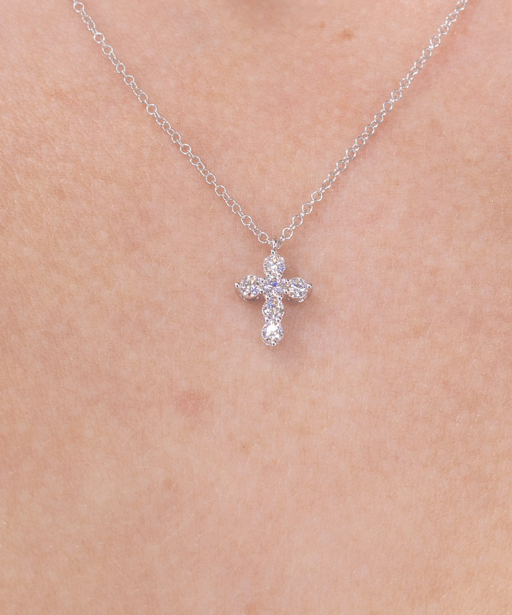 Dainty Diamond Cross 14k White Gold Necklaces Princess Bride Diamonds 