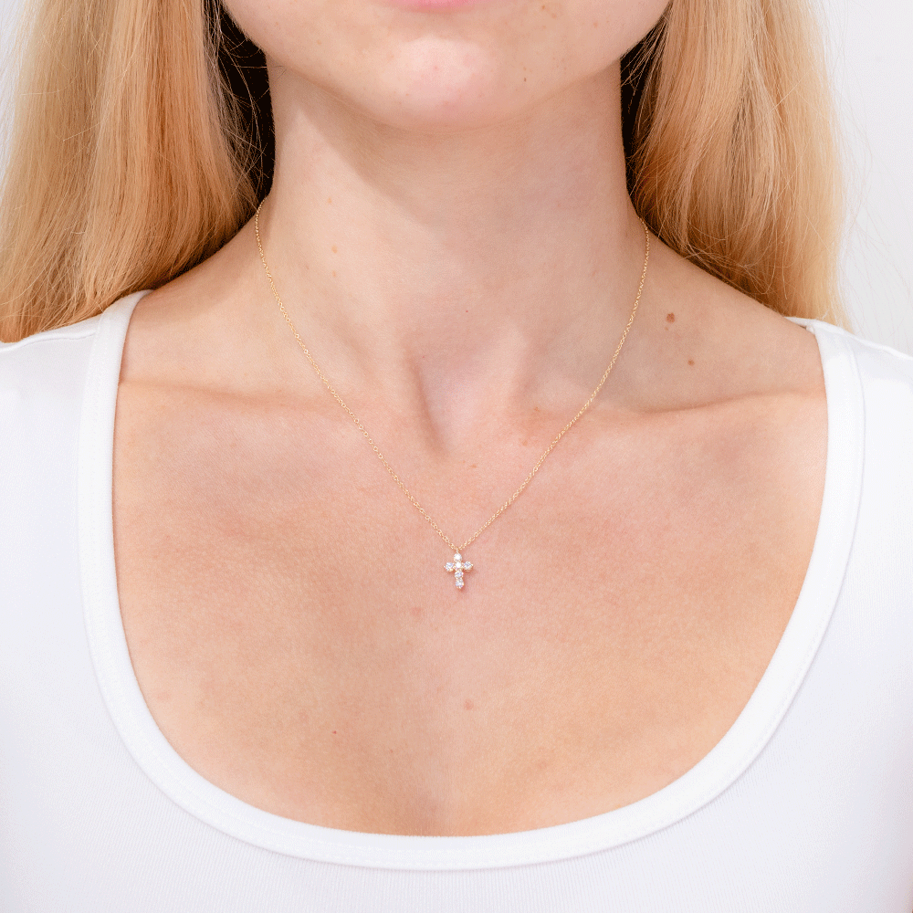 Dainty Diamond Cross 14k Yellow Gold Necklaces Princess Bride Diamonds 