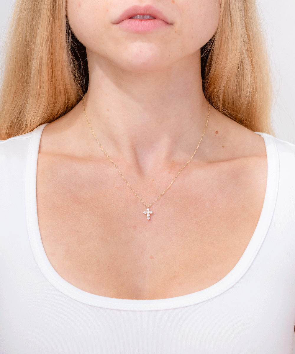 Dainty Diamond Cross 14k Yellow Gold Necklaces Princess Bride Diamonds 