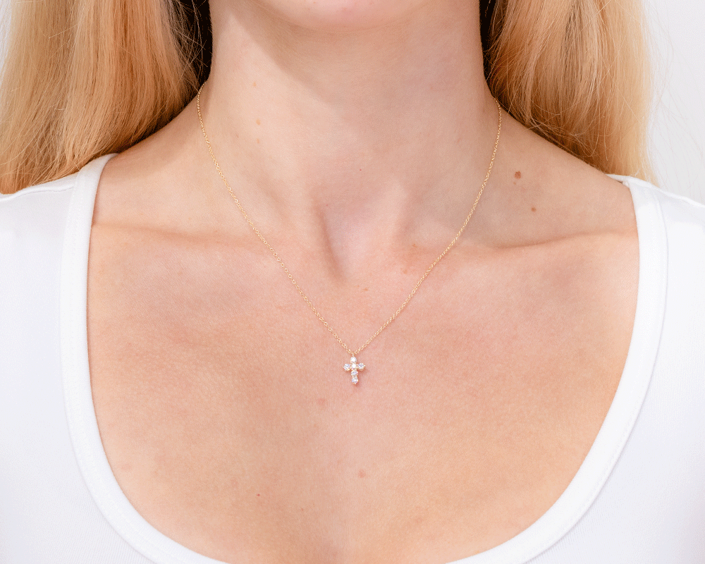 Dainty Diamond Cross 14k Yellow Gold Necklaces Princess Bride Diamonds 