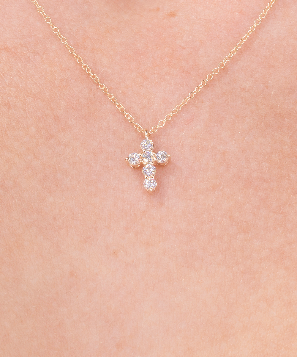 Dainty Diamond Cross 14k Yellow Gold Necklaces Princess Bride Diamonds 