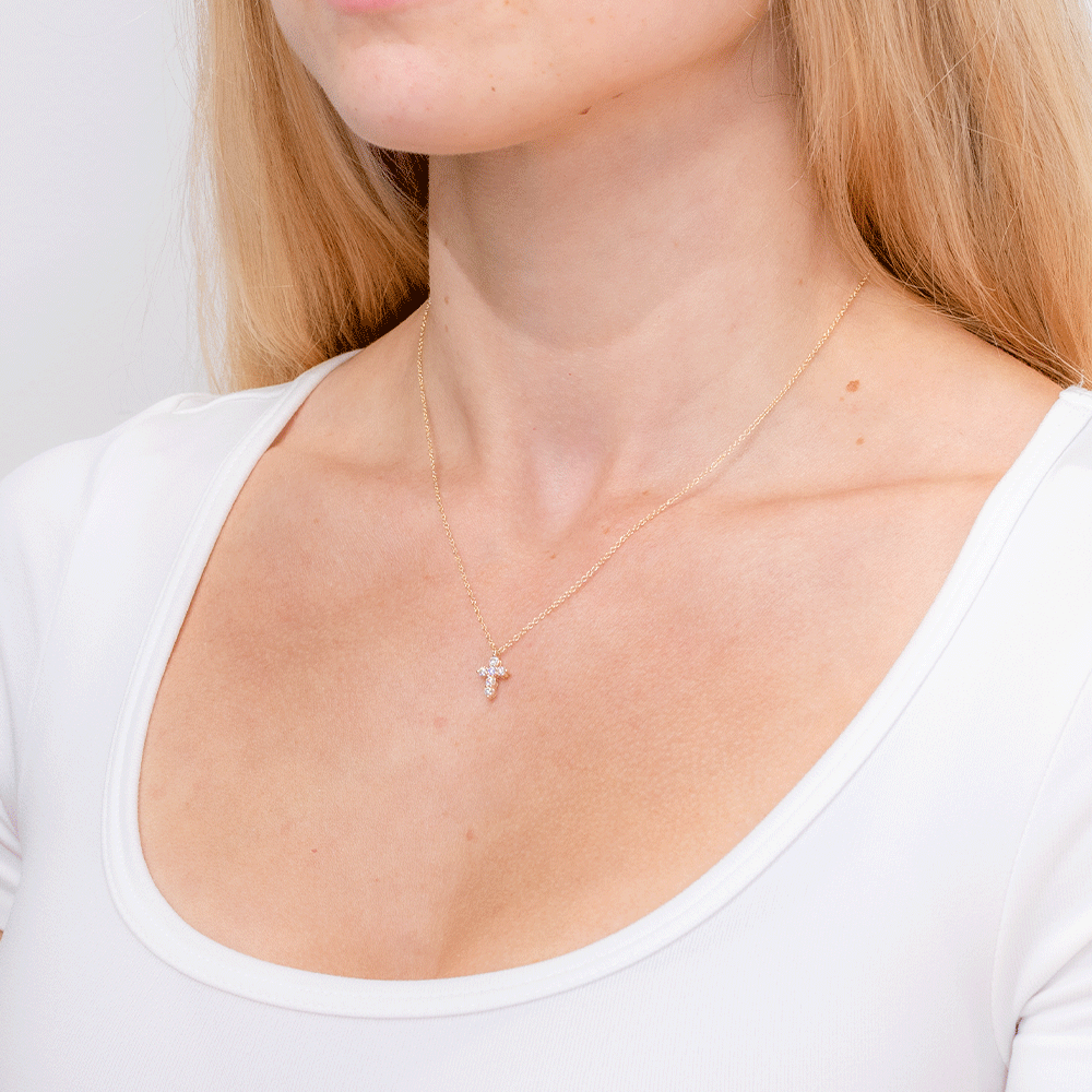 Dainty Diamond Cross 14k Yellow Gold Necklaces Princess Bride Diamonds 