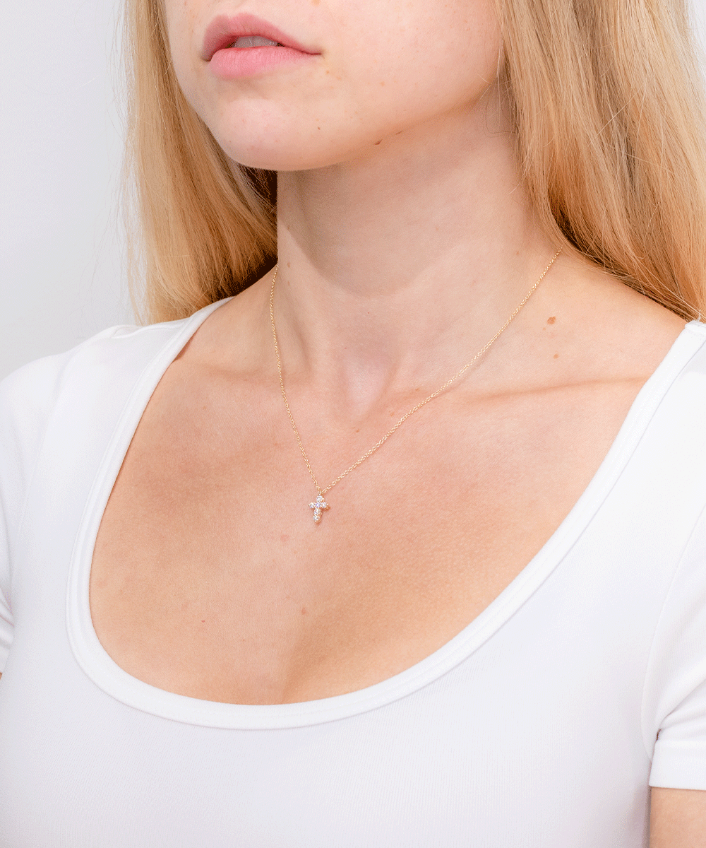 Dainty Diamond Cross 14k Yellow Gold Necklaces Princess Bride Diamonds 