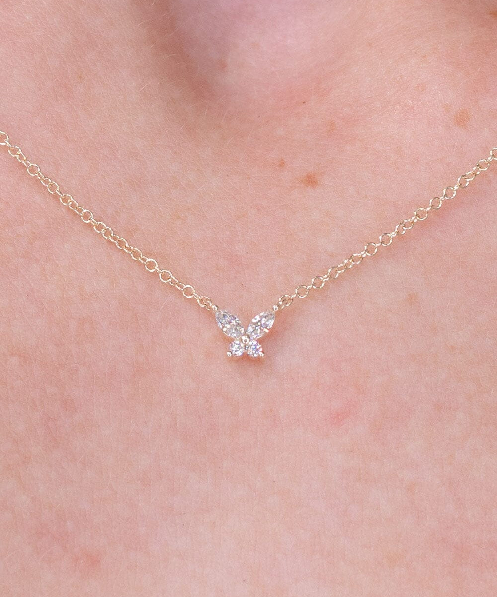 Diamond Butterfly Necklace 14k Yellow Gold Necklaces Princess Bride Diamonds 