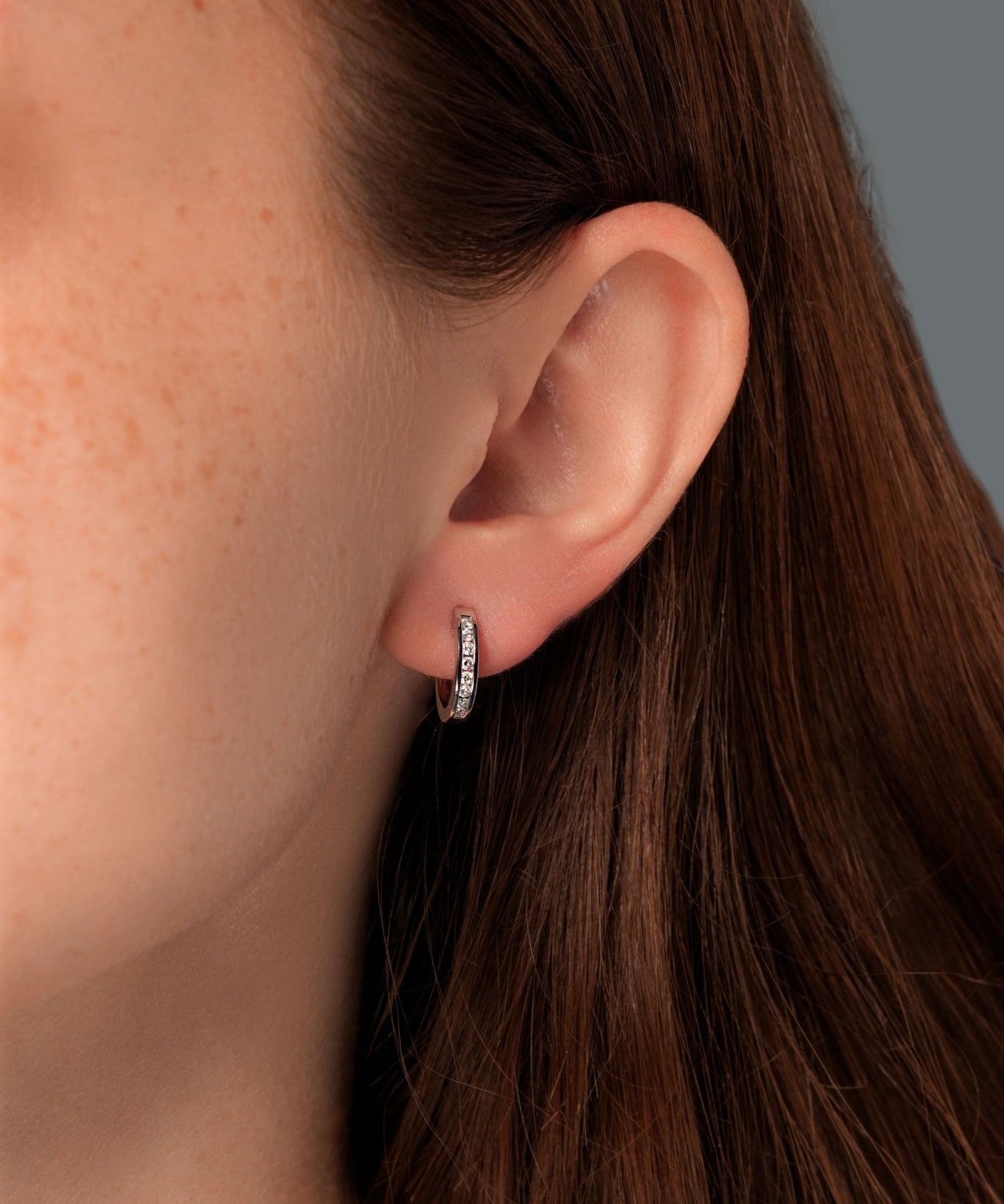 Diamond Channel Hoops White Gold - PBD Earrings