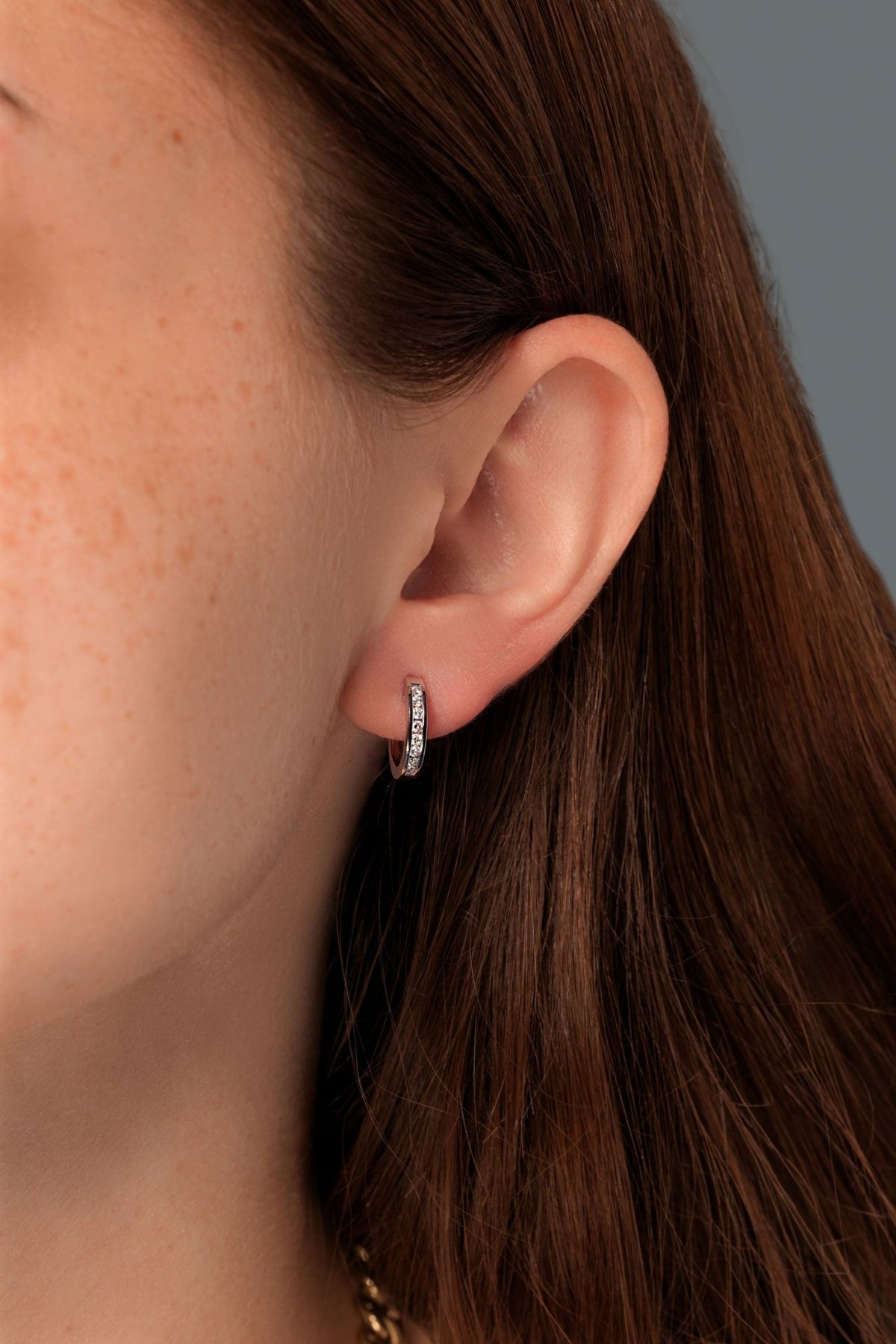 Diamond Channel Hoops White Gold - PBD Earrings