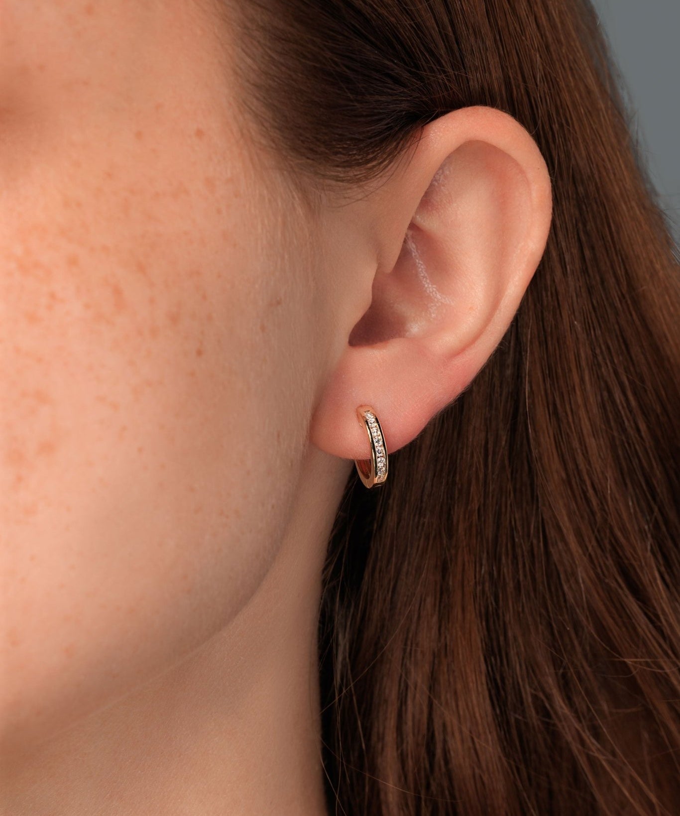 Diamond Channel Hoops Yellow Gold - PBD Earrings